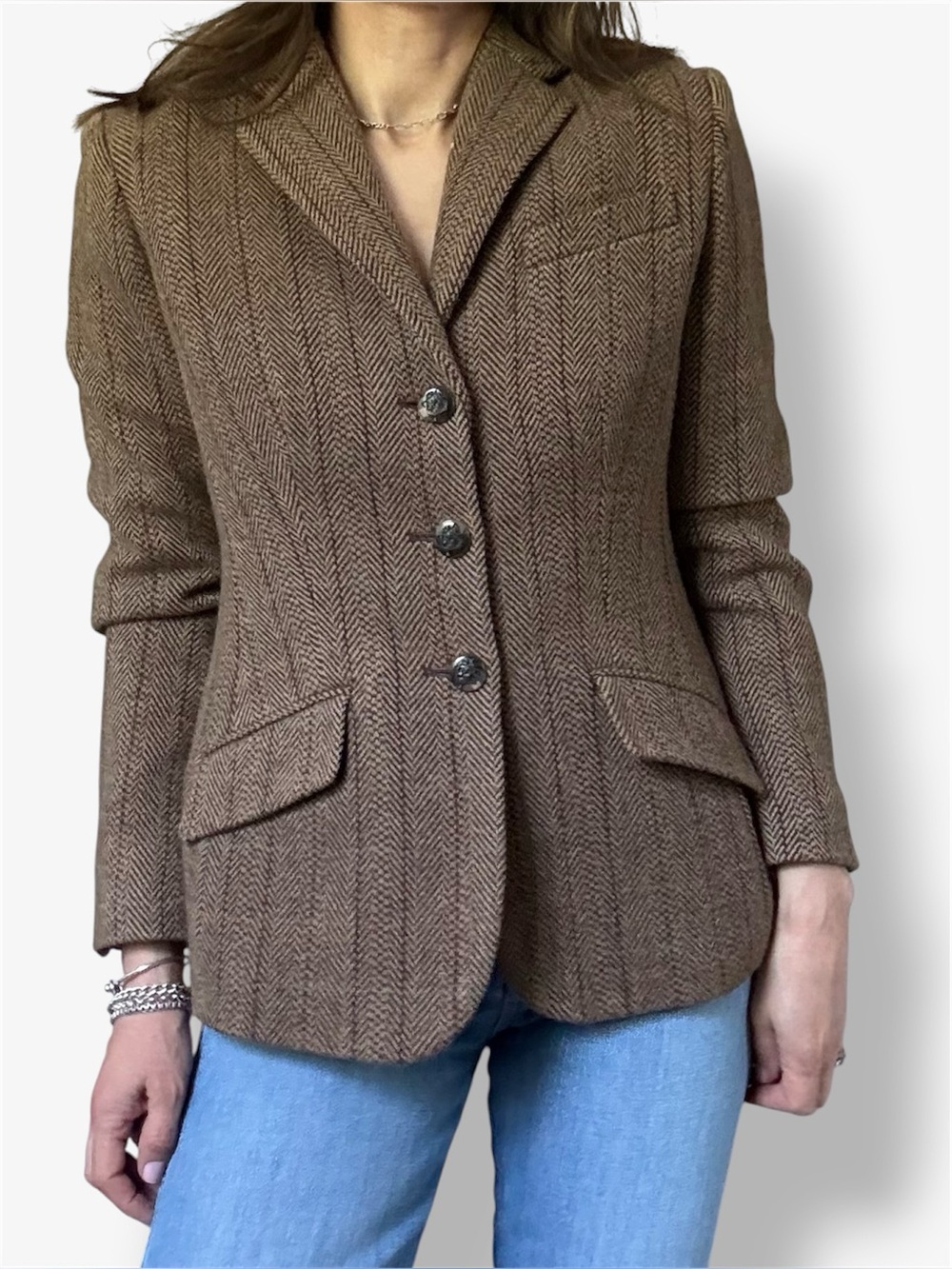 Lauren Ralph Lauren Wool Herringbone Equestrian Blazer